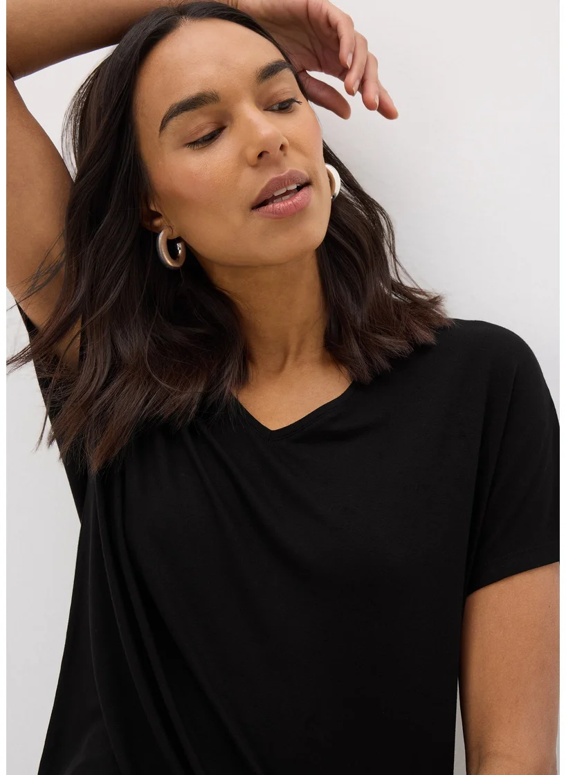 Matalan Et Vous Black V-Neck T-Shirt