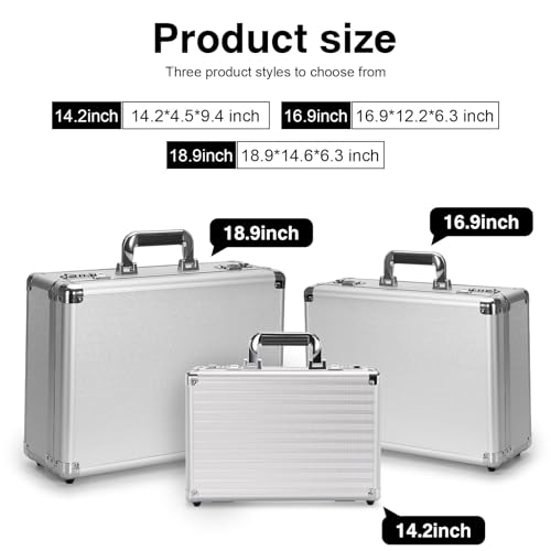 LOCKCURX Security Lock Boxes - 16.9 x 12.2 x 6.3 Inch Large, Portable Locking Storage Totes with Dual Combination Locks, Medicine Lock Box, Lock Boxes for Personal Items, Cash & Briefcase - Silver - Image 3