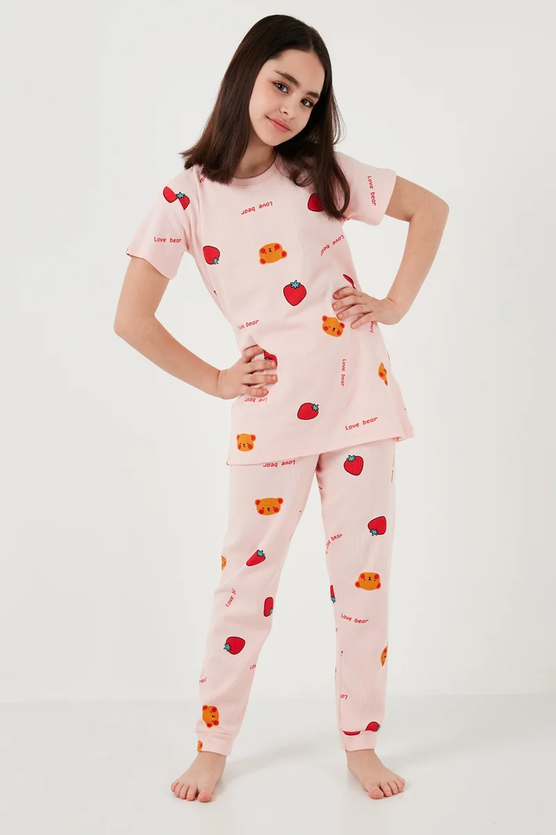 Lela 100% Cotton Crew Neck Short Sleeve Pajama Set Girl's Pajama Set 6651002