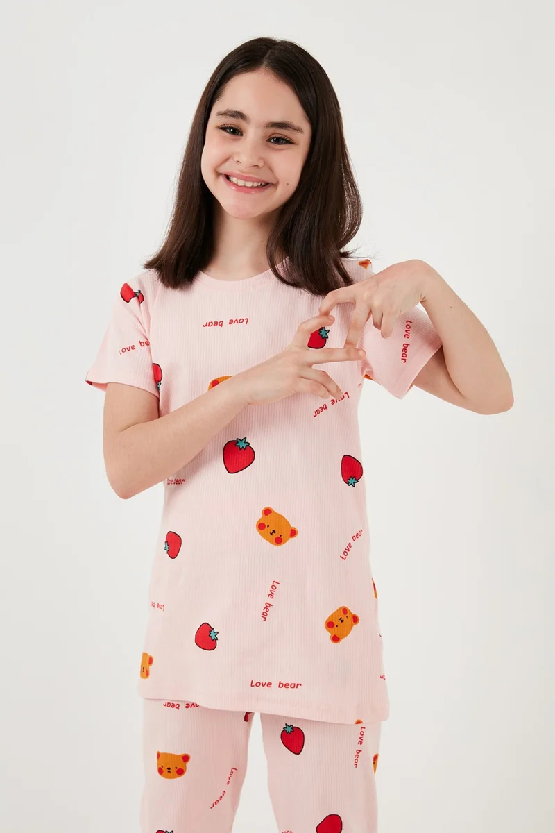Lela 100% Cotton Crew Neck Short Sleeve Pajama Set Girl's Pajama Set 6651002