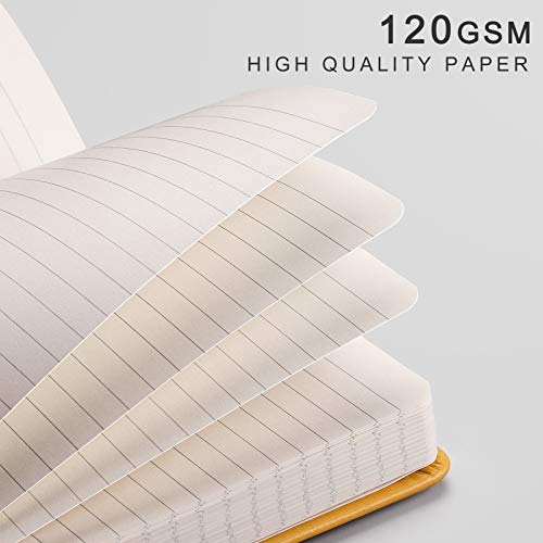 EMSHOI College Ruled Notebook 120gsm Thick Lined Journal - 256 Numbered Pages, A5 Hardcover Leather Writing Notebook for Work, School, Travel - with Sticky Notes, 5.75"x8.38", Yellow - Image 3