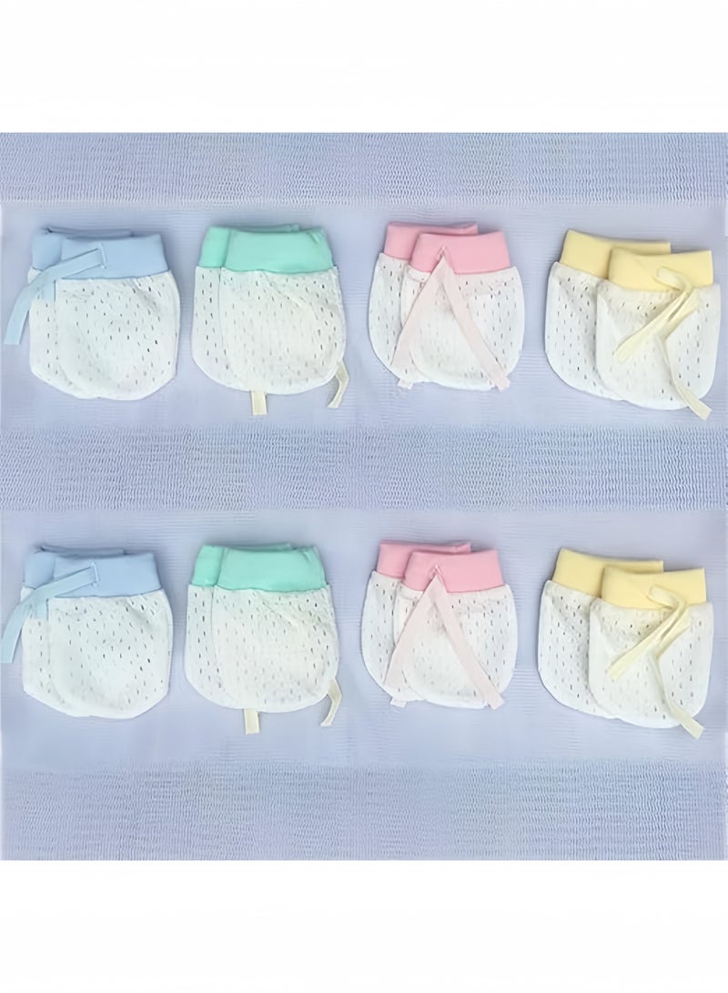 DAREU Breathable Mesh Baby Mittens 0–9 Months, No‑Scratch Cotton‑Ice Silk Gloves with Drawstring, 4 Pairs Unisex Summer Infant Hand Covers  - Image 2