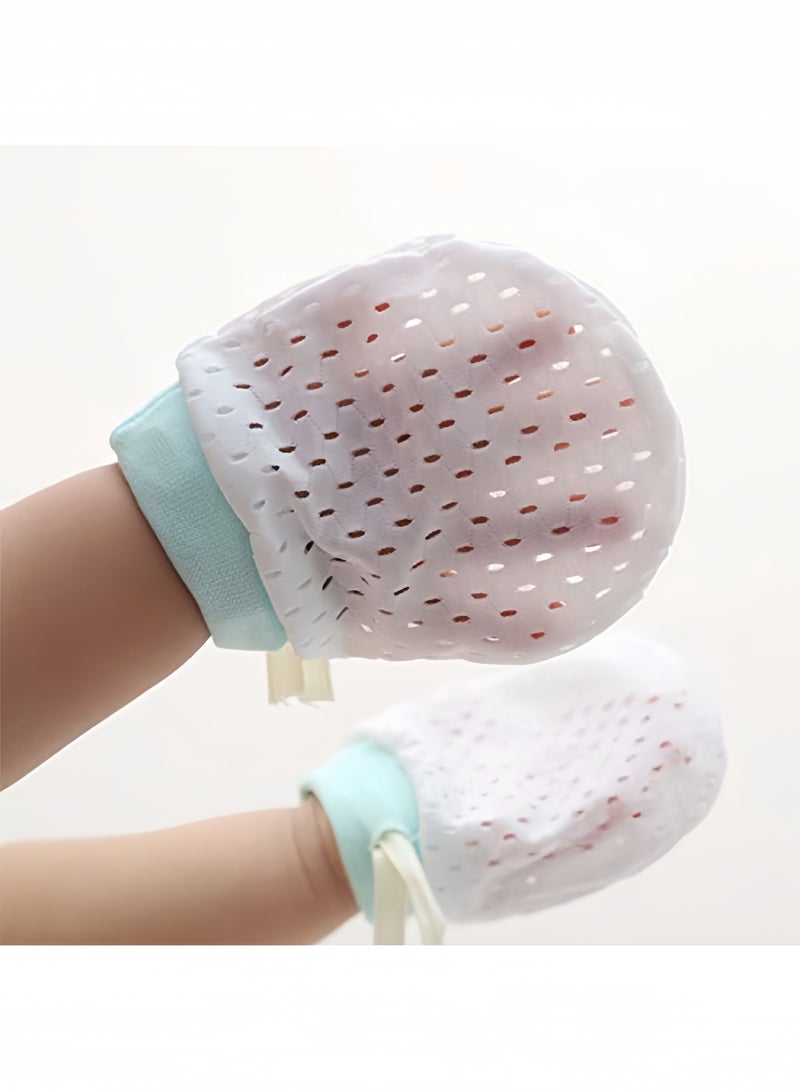 DAREU Breathable Mesh Baby Mittens 0–9 Months – 4 Pairs Cotton Ice Silk No-Scratch Infant Gloves with Drawstring – Unisex Summer Baby Hand Covers - Image 4