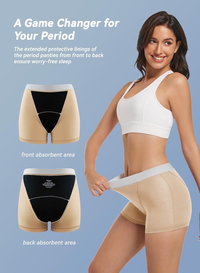 TIICHOO Period Underwear for Women Leakproof Day and Night Absorbency Period Shorts Pack of 3(XX-Large, Khaki/Brown/Black) - Image 2