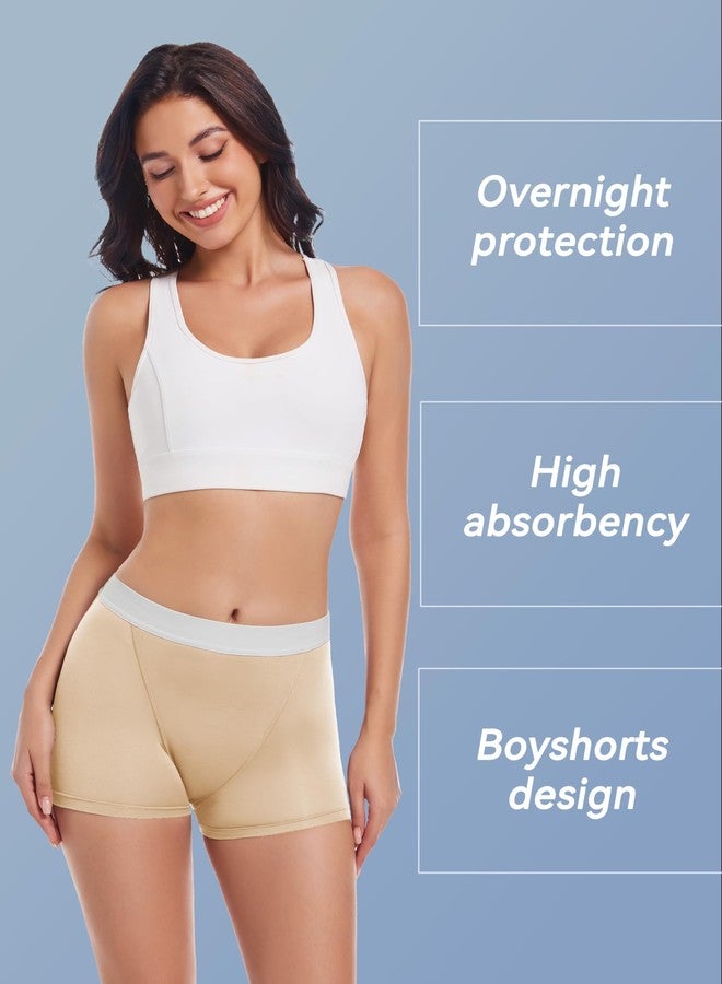 TIICHOO Period Underwear for Women Leakproof Day and Night Absorbency Period Shorts Pack of 3(XX-Large, Khaki/Brown/Black) - Image 5