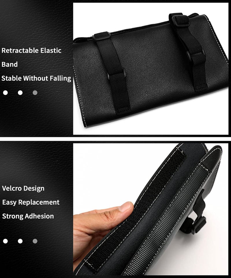 AUTOMAZE Car Visor Tissue Holder, Tissue Holder for Car, Mask Holder for Car Visor, PU Leather Tissue Box Holder, Wipes Case for Car Visor, Universal Mask Dispenser for Car Napkin Holder for Car Tissue (Black) - Image 5