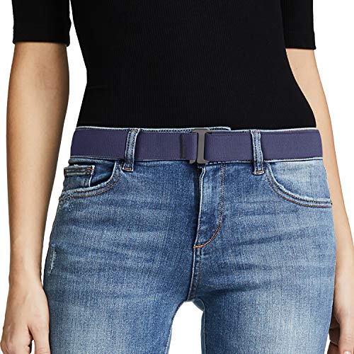 JASGOOD No Show Women Stretch Belt Invisible Elastic Web Strap Belt with Flat Buckle for Jeans Pants Dresses - Image 1