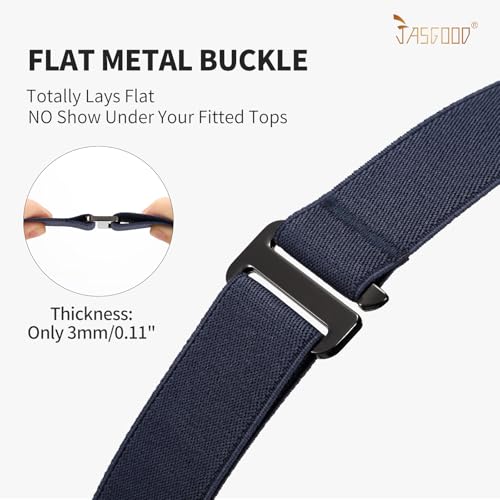 JASGOOD No Show Women Stretch Belt Invisible Elastic Web Strap Belt with Flat Buckle for Jeans Pants Dresses - Image 4