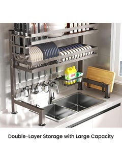 iBELL IBELL Over Sink Dish Rack for Kitchen, Bartan Stand for Drying, Carbon Steel, 2 Layer, Drainer Shelf/Kitchen Organizer/Utensils Storage – (IBLDR152 6252-2L, Black)  - Image 4
