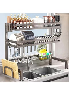 iBELL IBELL Over Sink Dish Rack for Kitchen, Bartan Stand for Drying, Carbon Steel, 2 Layer, Drainer Shelf/Kitchen Organizer/Utensils Storage – (IBLDR152 6252-2L, Black)  - Image 1