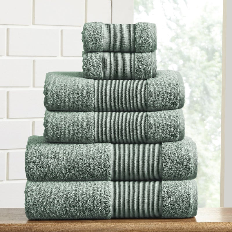 Modern Threads Modern Threads Air Cloud 6Piece Towel Set  100 ZeroTwist Cotton 500 GSM Quick Dry  Plush Eucalyptus 