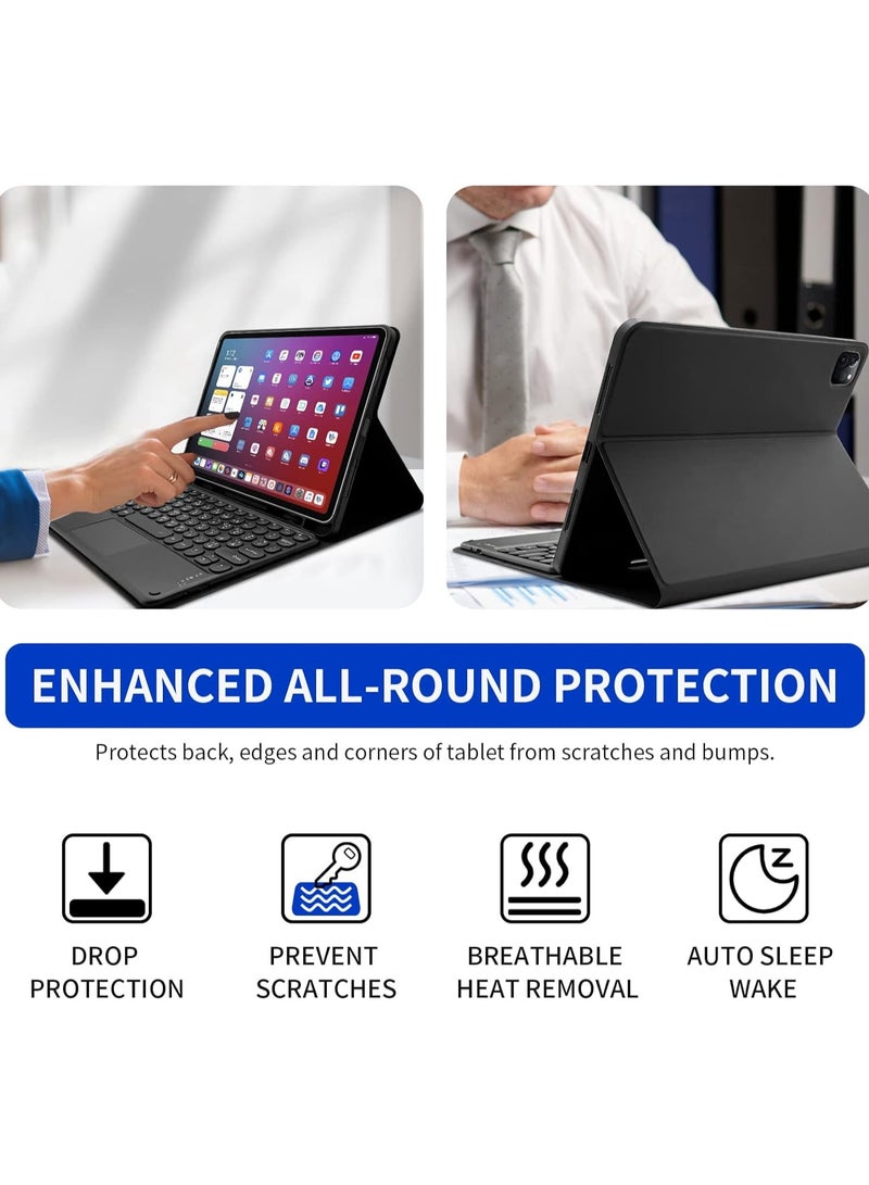 Compatible iPad 9.7" Cover with Arabic and English Bilingual Input Trackpad Bluetooth Flat Keyboard Silicone Cover - Image 5