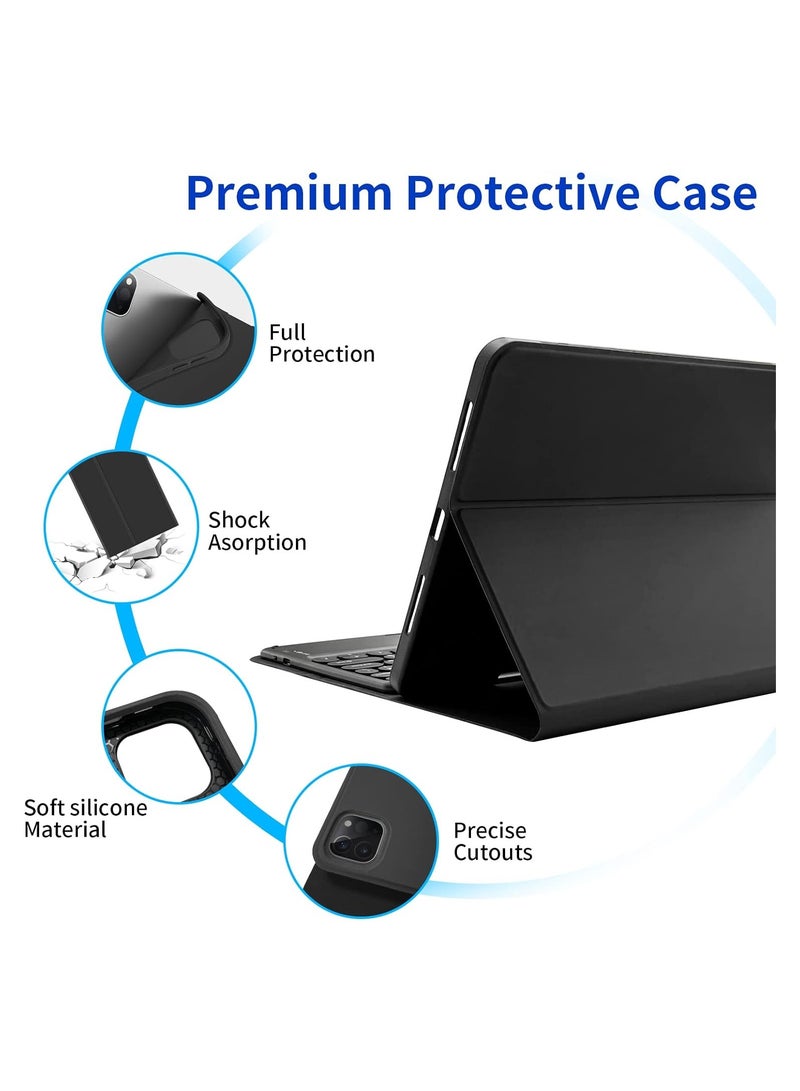 Compatible iPad 9.7" Cover with Arabic and English Bilingual Input Trackpad Bluetooth Flat Keyboard Silicone Cover - Image 4