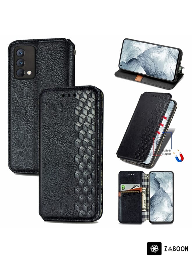 Zaboon Protective Case For OPPO Realme GT Master Cubic Grid Pressed Horizontal Flip Magnetic PU Leather Case with Holder & Card Slots & Wallet - Image 1