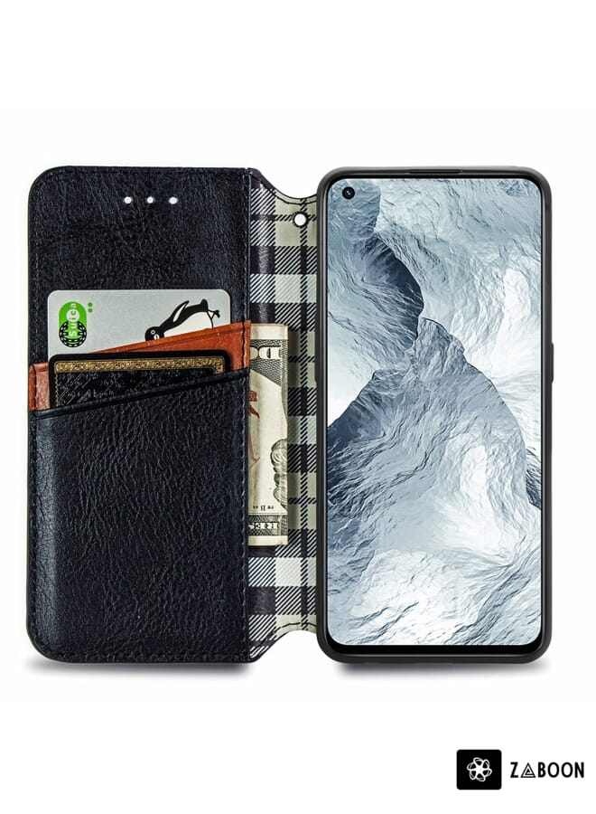 Zaboon Protective Case For OPPO Realme GT Master Cubic Grid Pressed Horizontal Flip Magnetic PU Leather Case with Holder & Card Slots & Wallet - Image 2