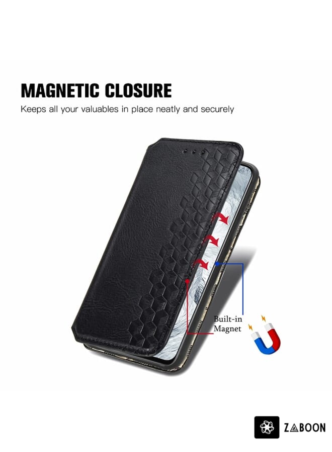 Zaboon Protective Case For OPPO Realme GT Master Cubic Grid Pressed Horizontal Flip Magnetic PU Leather Case with Holder & Card Slots & Wallet - Image 4