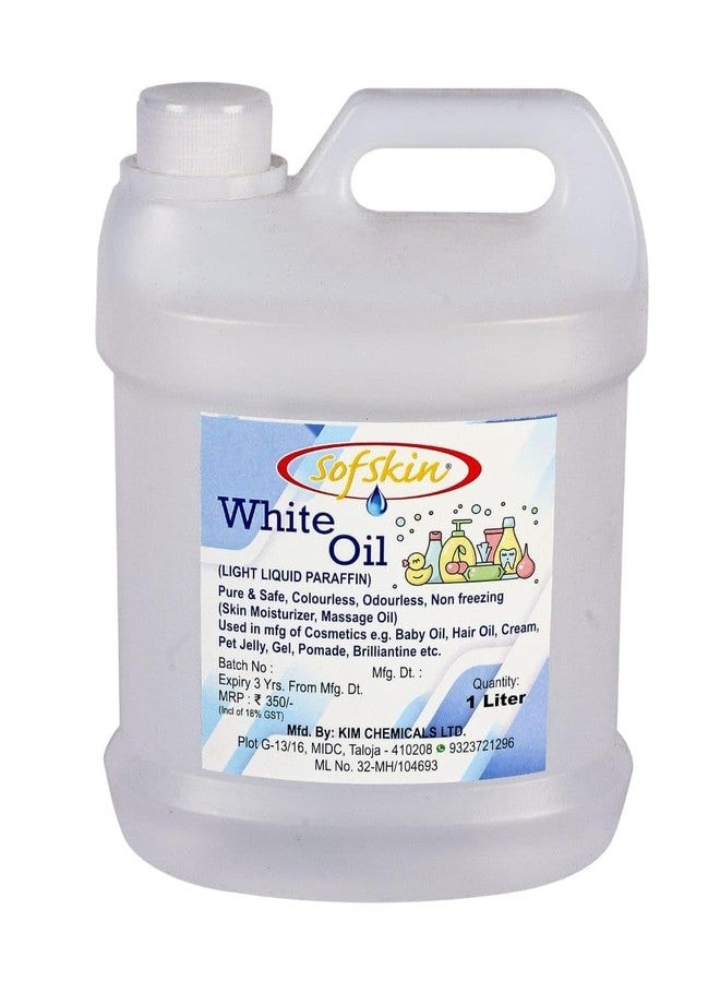 SOFSKIN Liquid Paraffin IP - 1 litr, (White Oil) light & smooth, clear Transparent like water, colourless & odourless, non-freezing, pH 5.5, no allergy - Export Surplus (See Photos & Video). Compare our price Rs.61.75/100 ml with other offers. (1 Litre) (SMALL) - Image 1