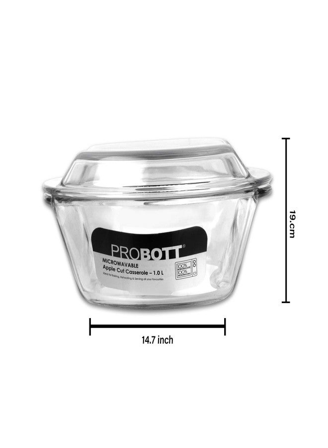 Probott Vetroware Borosilicate 1000ml Glass Casserole 1Ltr With Lid, Transparent | Dinner, Sabzi Bhaji, Dal, Roti Chapati, Rice, Curry Serving Bowl | Oven, Microwave, Dishwasher and Freezer Safe - Image 5
