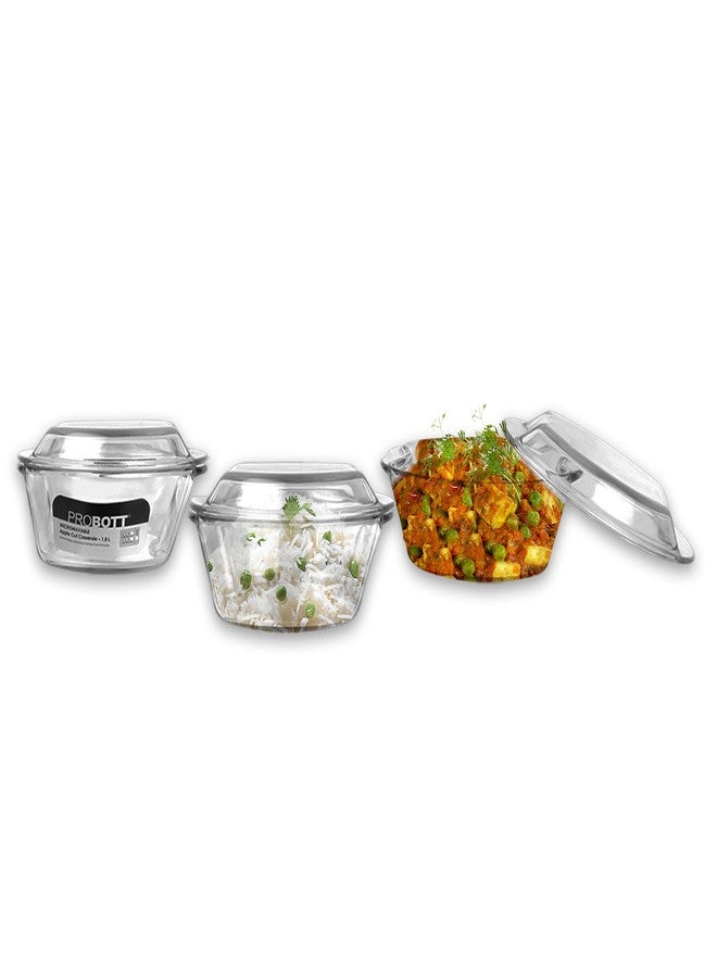 Probott Vetroware Borosilicate 1000ml Glass Casserole 1Ltr With Lid, Transparent | Dinner, Sabzi Bhaji, Dal, Roti Chapati, Rice, Curry Serving Bowl | Oven, Microwave, Dishwasher and Freezer Safe - Image 2