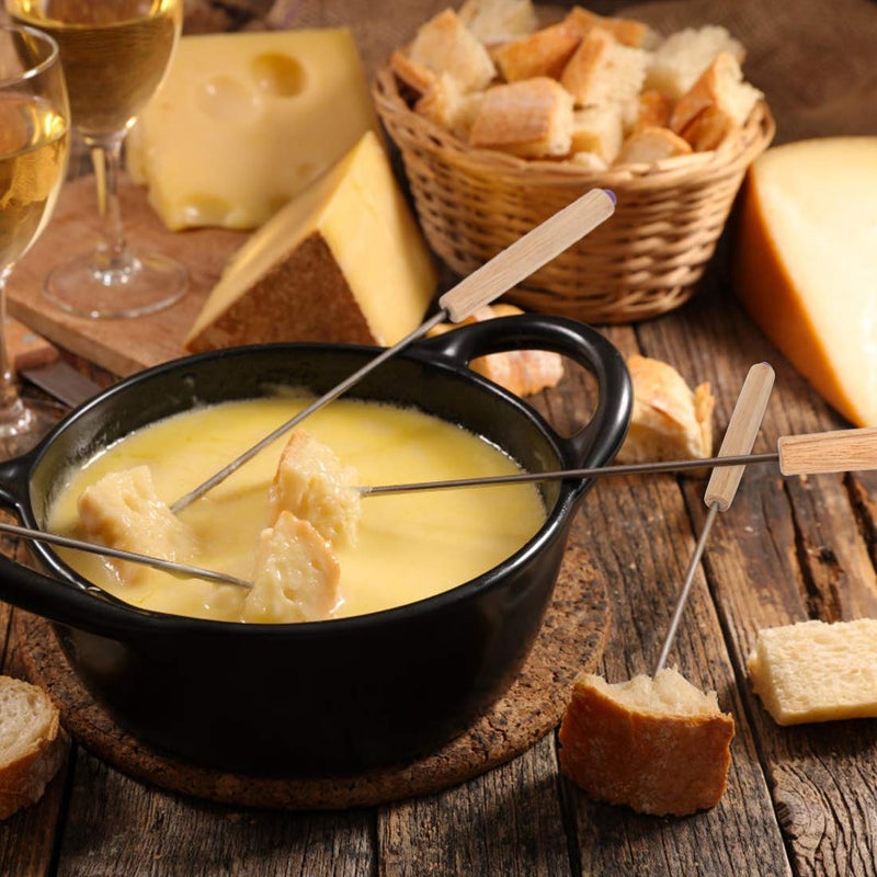 STYDDI Fondue Fork, 18Pcs Stainless Steel Color Coding Fondue Forks with Wooden Handle for Chocolate Fountain Cheese Fondue Roast Marshmallows, 9.5 Inch - Image 5