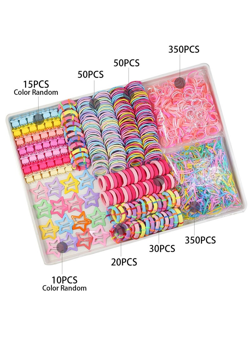 875 قطعة مجموعة أربطة شعر للفتيات الصغيرات إكسسوارات شعر ملونة لحاملات ذيل الحصان أربطة مطاطية مع مشابك شعر على شكل آيس كريم