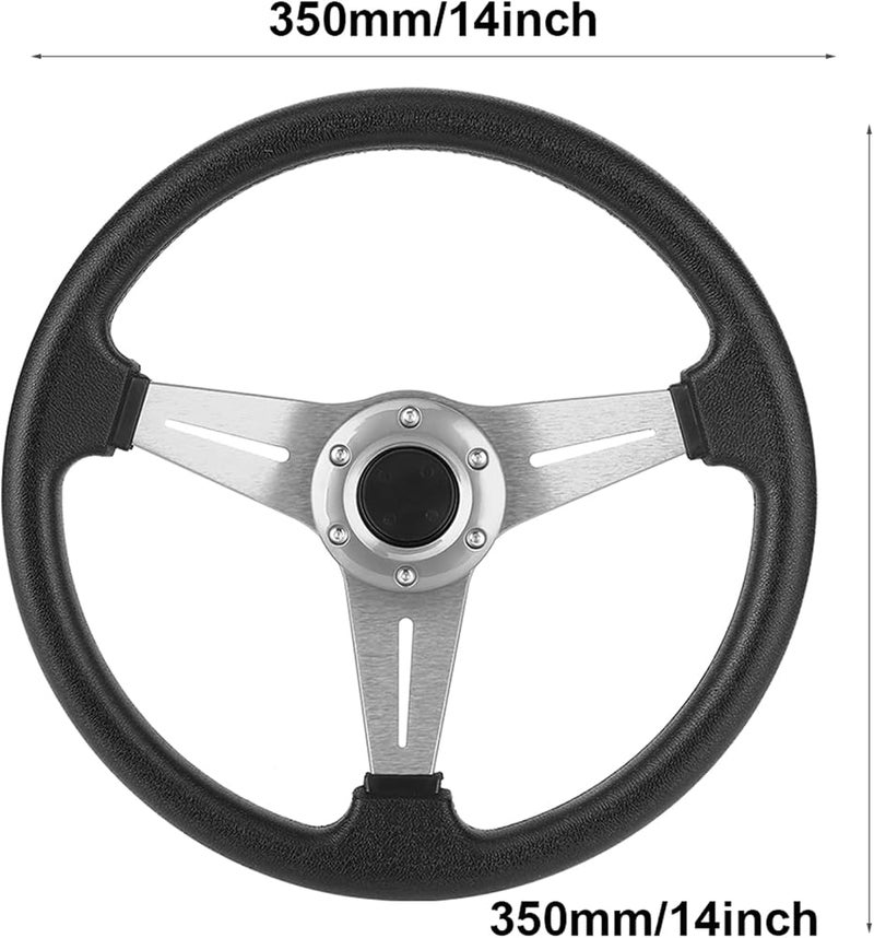 YUEHISY 350mm/14in Auto Racing Steering Wheel, Racing Car Drifting Wheel Replacement with Pu Leather and Aluminum Spokes, Universal Car Sport Wheel - Image 3
