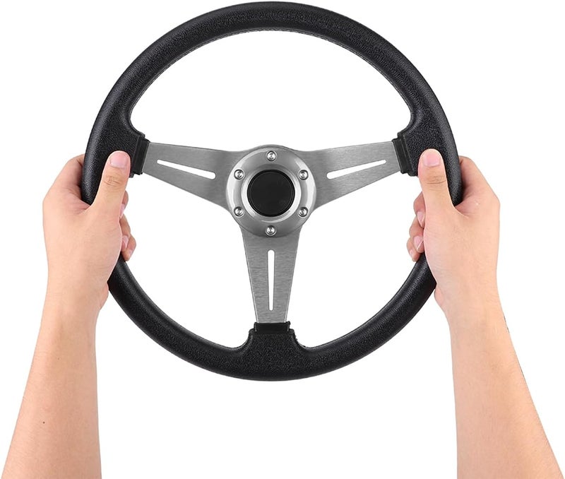 YUEHISY 350mm/14in Auto Racing Steering Wheel, Racing Car Drifting Wheel Replacement with Pu Leather and Aluminum Spokes, Universal Car Sport Wheel - Image 5