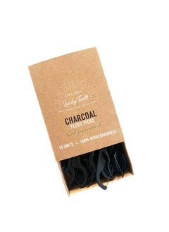 Lucky Teeth Improved Biodegradable Activated Charcoal Floss Picks With Organic Peppermint Oil Plastic Free. Zero Waste 50 Unit  - Image 1
