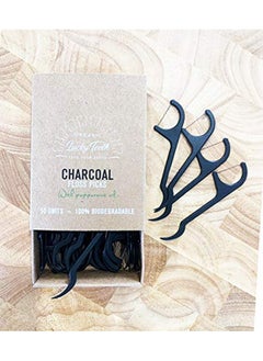 Lucky Teeth Improved Biodegradable Activated Charcoal Floss Picks With Organic Peppermint Oil Plastic Free. Zero Waste 50 Unit  - Image 5