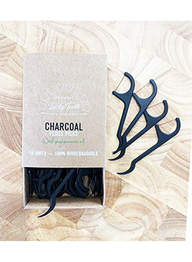 Lucky Teeth Improved Biodegradable Activated Charcoal Floss Picks With Organic Peppermint Oil Plastic Free. Zero Waste 50 Unit  - Image 5