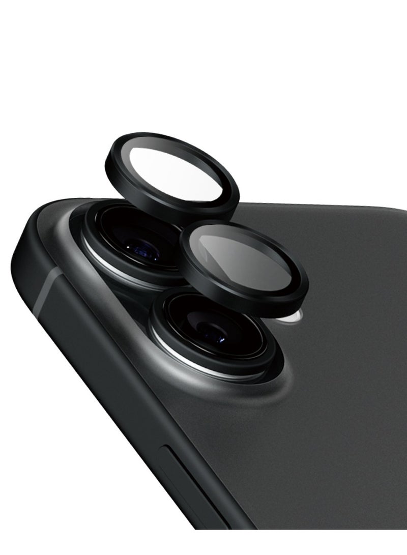 PanzerGlass® Hoops Camera Lens Protector for Apple iPhone 16 | 16 Plus Ceramic Glass - Protection with Style, Scratch-Resistant, Shock-Resistant, Black Aluminum Frame - with mounting aid for easy installation - Image 2