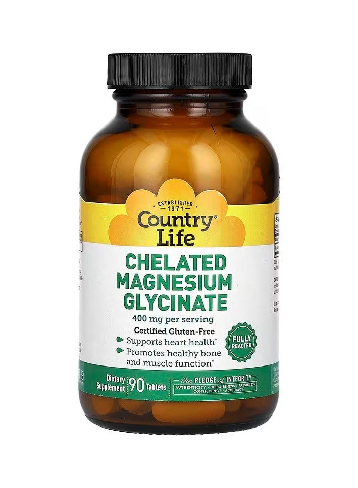 Country Life Chelated Magnesium Glycinate, 400 mg, 90 Tablets (133 mg per Tablet ) - Image 1