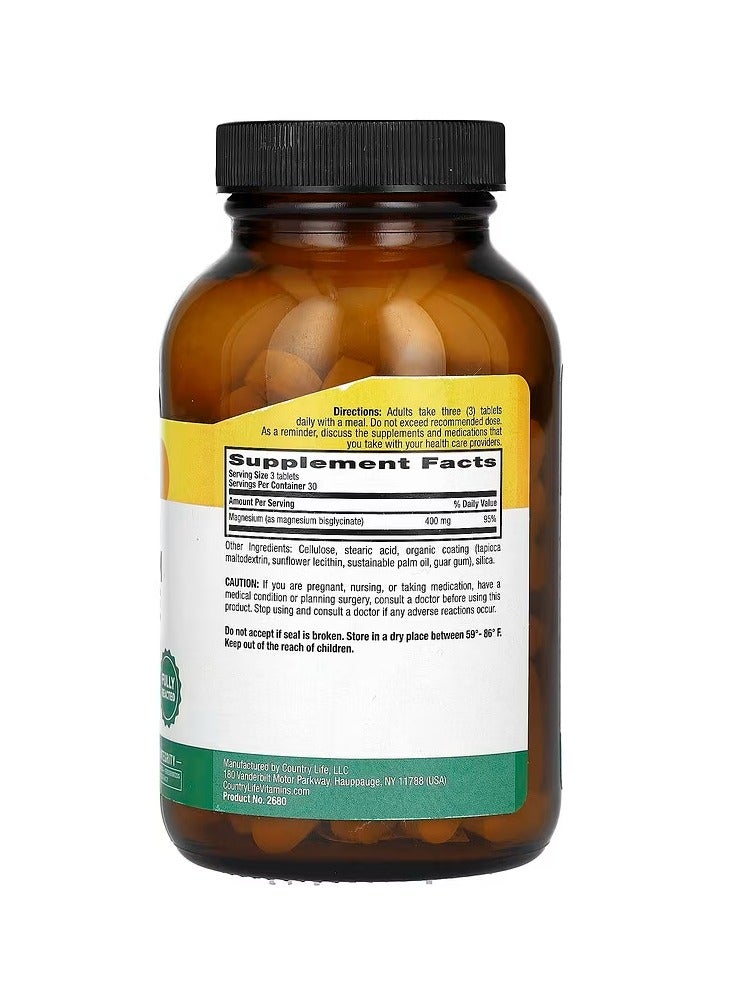Country Life Chelated Magnesium Glycinate, 400 mg, 90 Tablets (133 mg per Tablet ) - Image 2