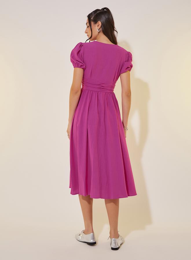 Take Two Puff Sleeve Midi Dress - Image 5