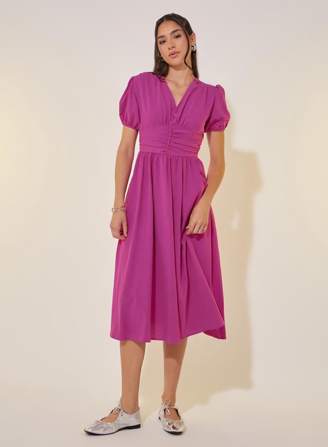 Take Two Puff Sleeve Midi Dress - Image 2