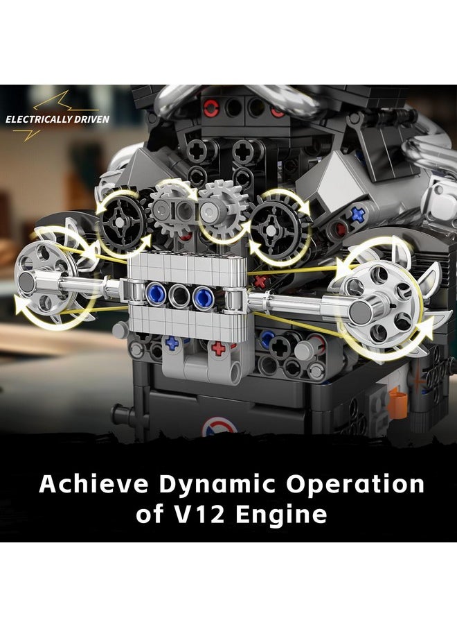 mould king Mould King V12 Engine Model Kit, Supercar Building Blocks Sets, Build Your Own Engine Model Toy, STEM Model Car Engine Kits, 12-Cylinder Car Engine Building Toys for Adults, Teens, Kids(761 Pieces)  - Image 3