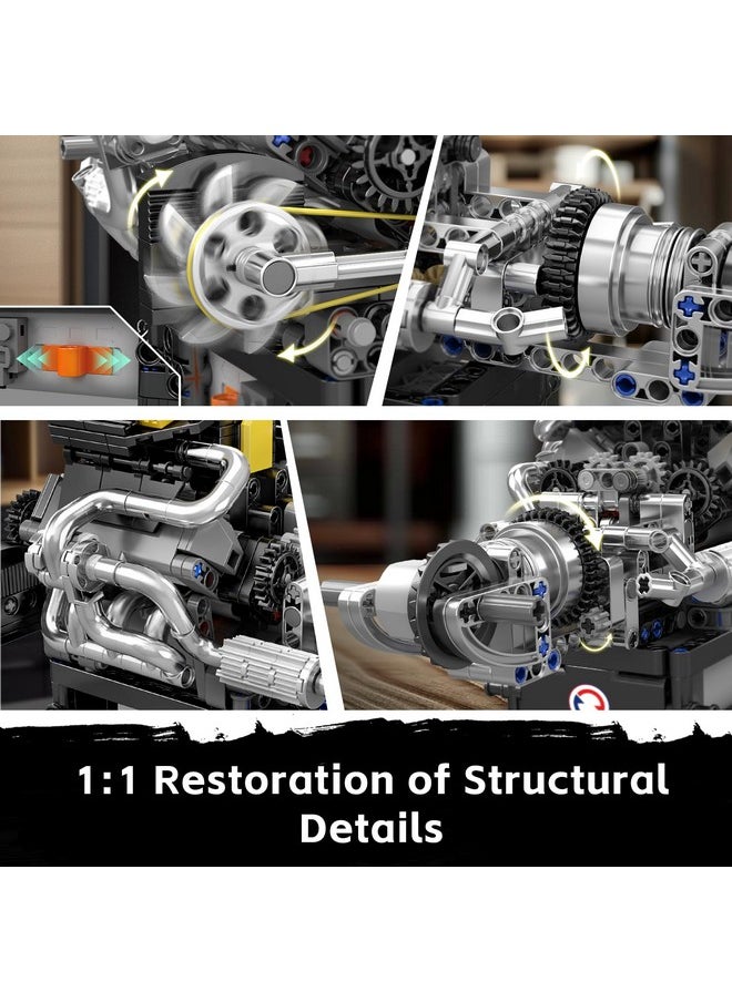 mould king Mould King V12 Engine Model Kit, Supercar Building Blocks Sets, Build Your Own Engine Model Toy, STEM Model Car Engine Kits, 12-Cylinder Car Engine Building Toys for Adults, Teens, Kids(761 Pieces)  - Image 4