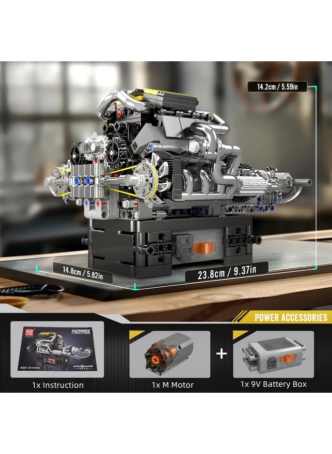mould king Mould King V12 Engine Model Kit, Supercar Building Blocks Sets, Build Your Own Engine Model Toy, STEM Model Car Engine Kits, 12-Cylinder Car Engine Building Toys for Adults, Teens, Kids(761 Pieces)  - Image 5
