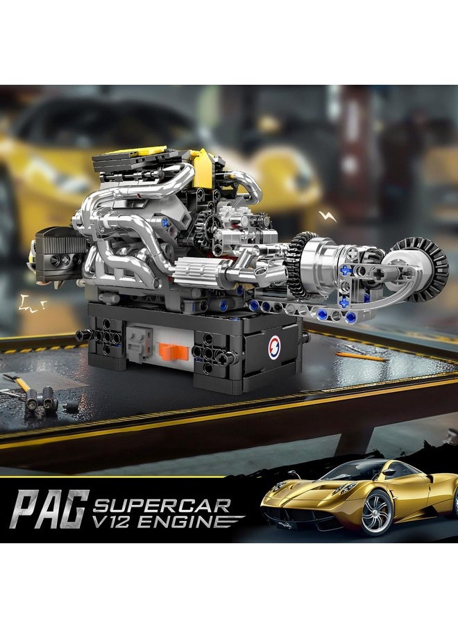 mould king Mould King V12 Engine Model Kit, Supercar Building Blocks Sets, Build Your Own Engine Model Toy, STEM Model Car Engine Kits, 12-Cylinder Car Engine Building Toys for Adults, Teens, Kids(761 Pieces)  - Image 2