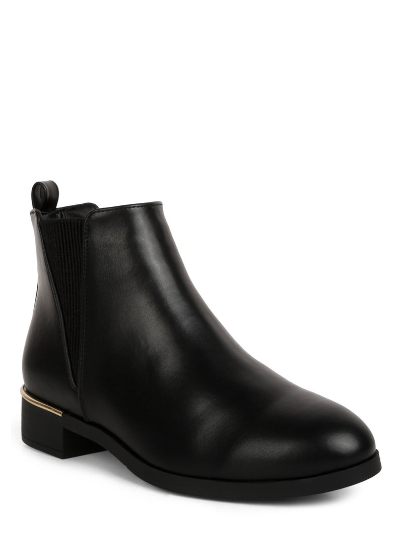 London Rag Black Metallic Sling Detail Chelsea Boots  - Image 2