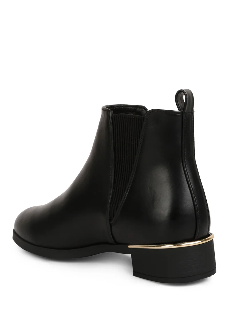 London Rag Black Metallic Sling Detail Chelsea Boots