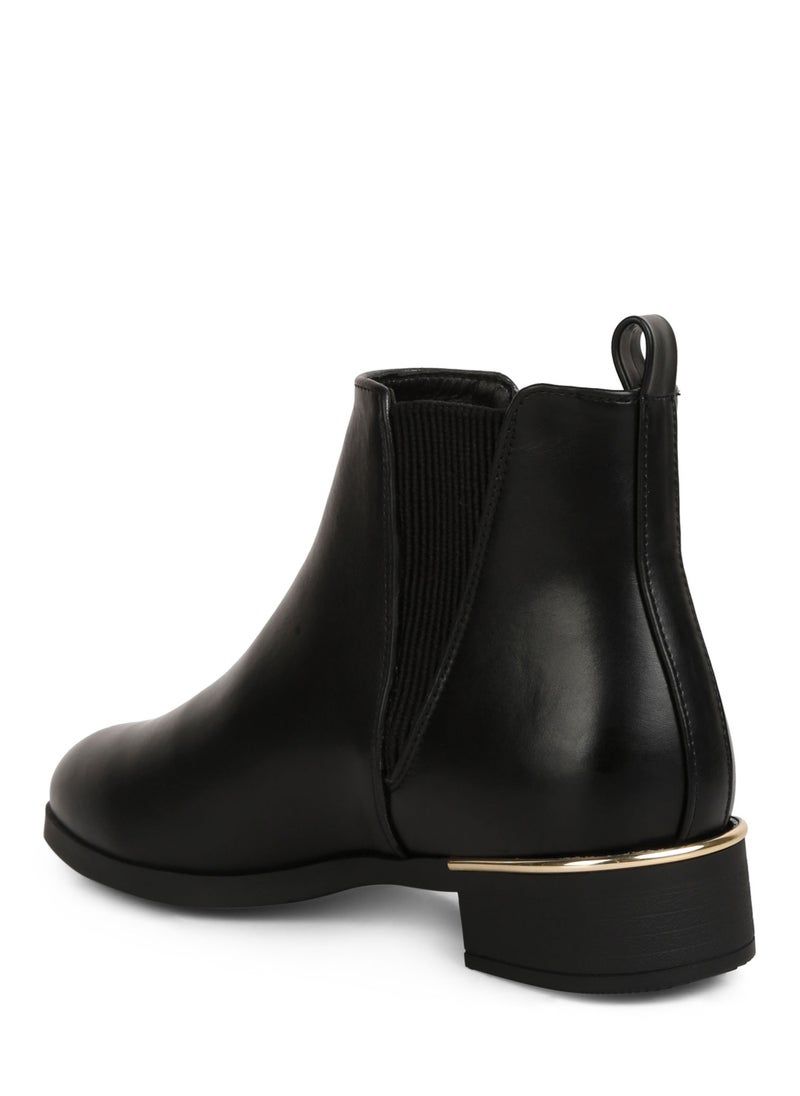 London Rag Black Metallic Sling Detail Chelsea Boots  - Image 3
