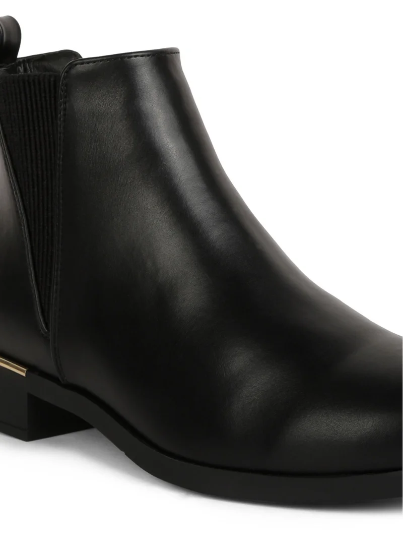 London Rag Black Metallic Sling Detail Chelsea Boots