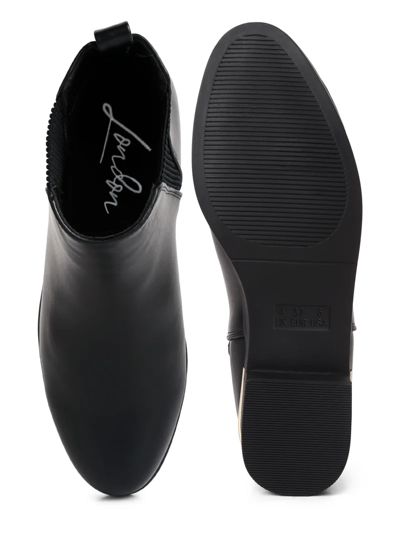 London Rag Black Metallic Sling Detail Chelsea Boots