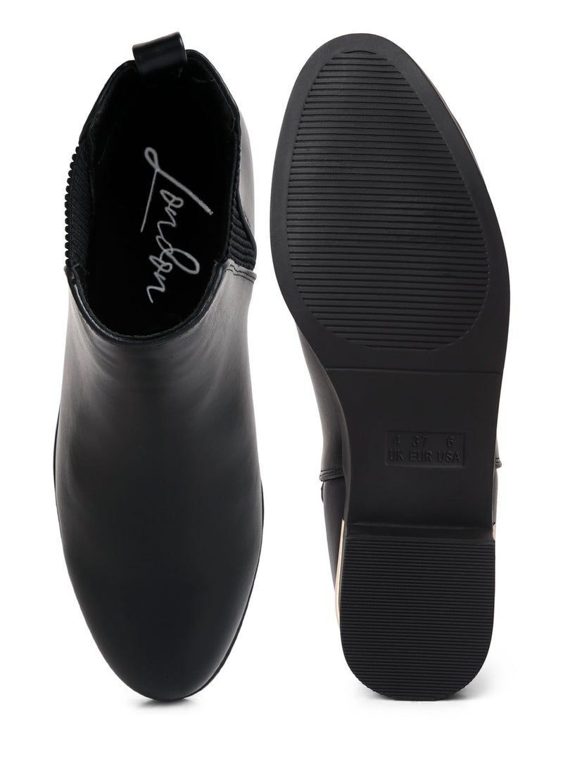 London Rag Black Metallic Sling Detail Chelsea Boots  - Image 4
