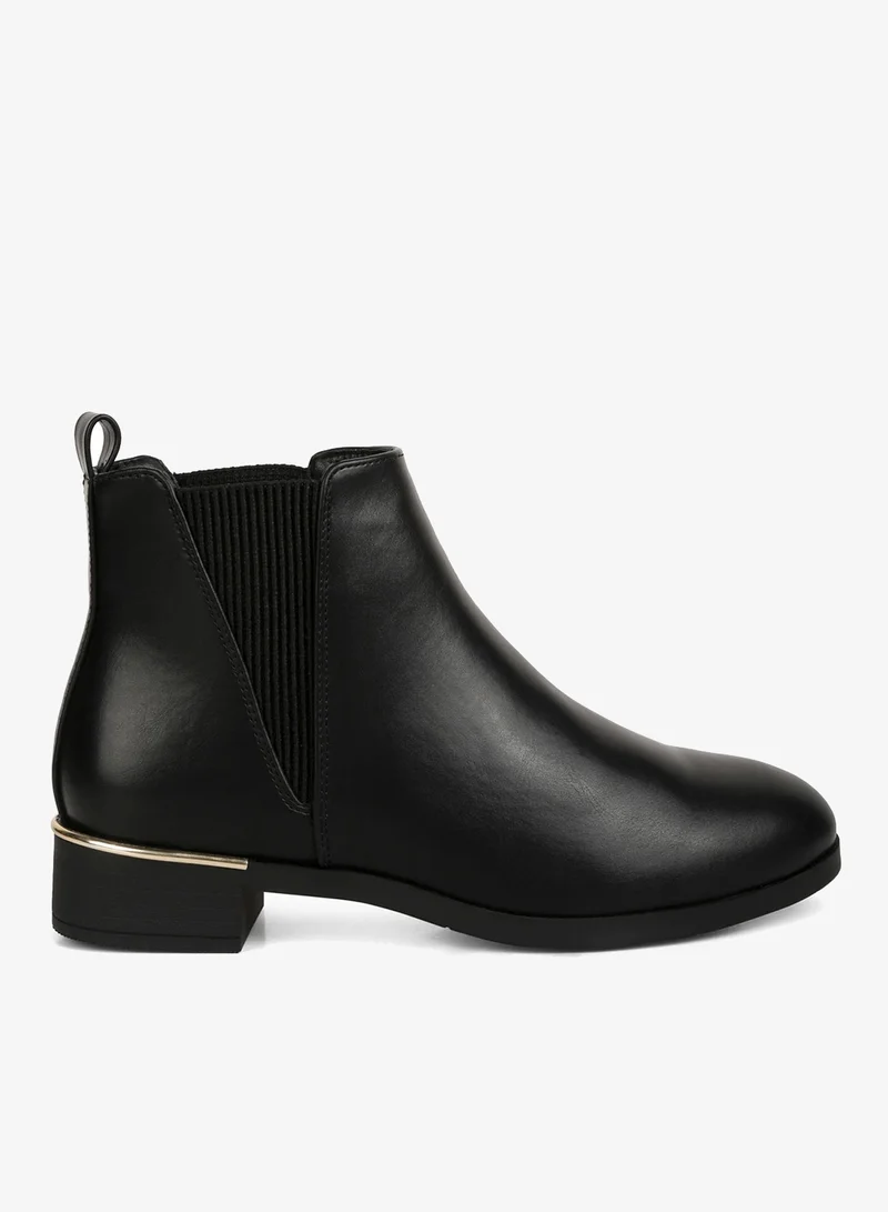 Black Metallic Sling Detail Chelsea Boots
