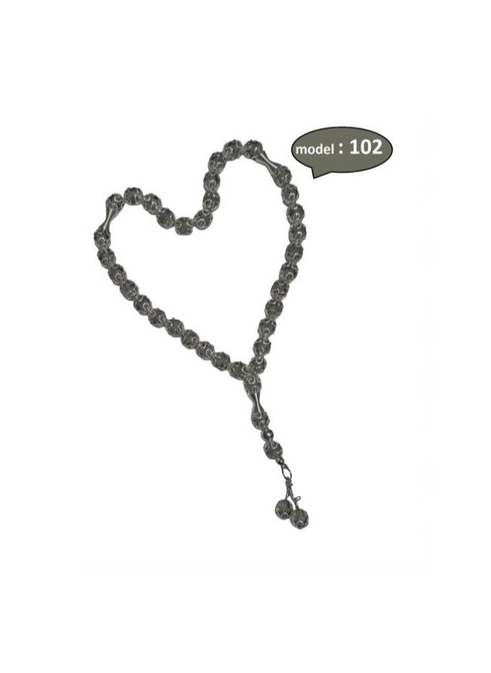 ماركة غير محددة - سبحة خرز للتسبيح كود 102 لون فضي +شنطة دكان علاء - Image 1
