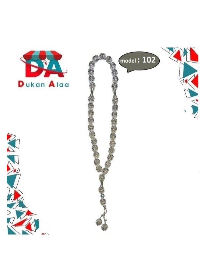 ماركة غير محددة - سبحة خرز للتسبيح كود 102 لون فضي +شنطة دكان علاء - Image 1