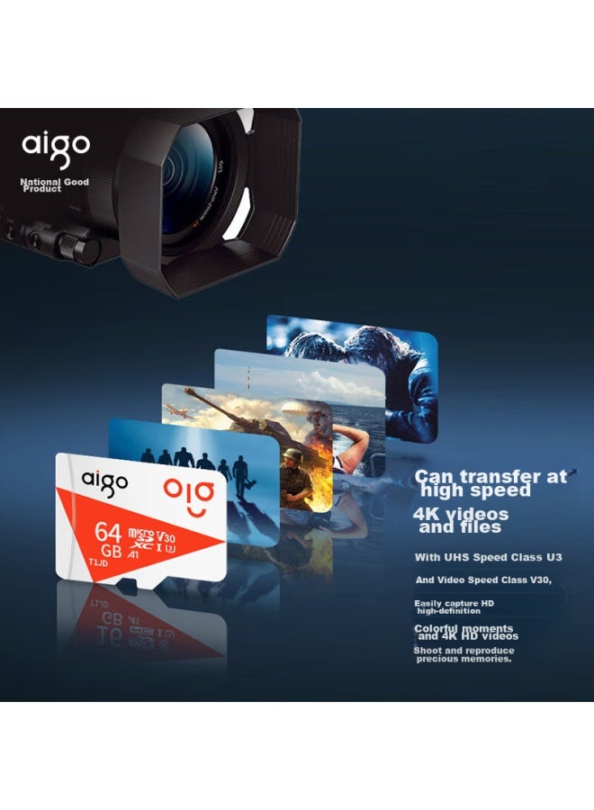 Aigo 256gb Tf Memory Card, U3 A1 V30 4k Memory Card, Storage For Cameras, Dash Cams, And Surveillance Cameras, T1jd Read Speed 100mb/s - Image 4