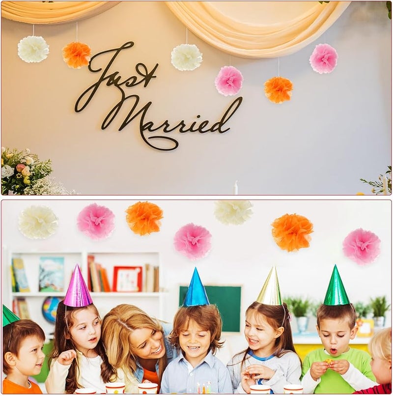 Pink Orange Ivory Tissue Paper Pom Poms Floral Decorations for Weddings Birthday Parties - Image 5